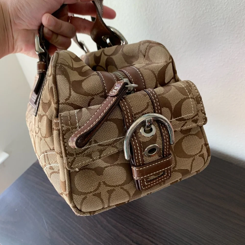 Coach Tan and Brown Signature Satchel - Picture 4 of 16